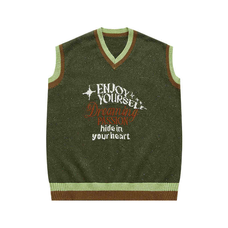 Preppy Retro Letters Knit Vest