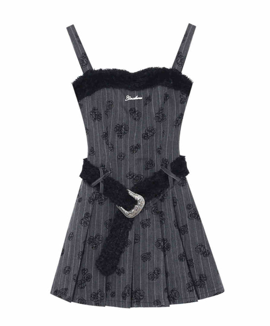 Embroidered Rose Dark Coquette Dress