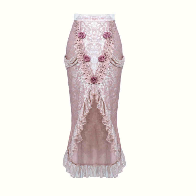 Goth Velvet Rose Fishtail Skirt