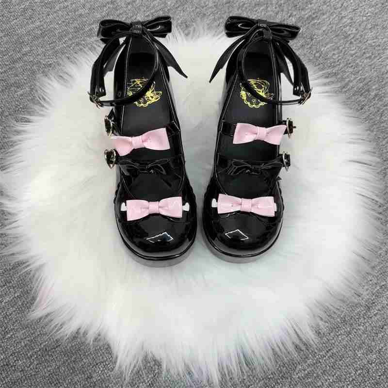 Sweet Bow Thick Heels Shoes