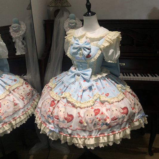 Sweetheart Dreamland lolita Blue Cute Rabbit Cake dress