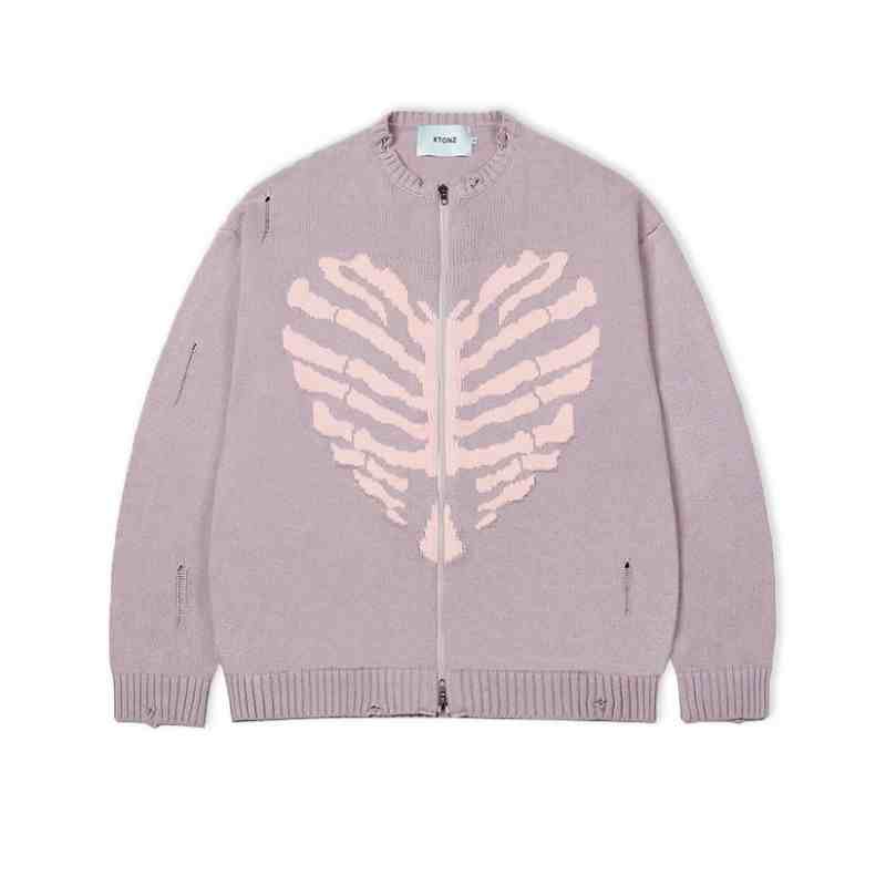 Retro Heart Zipper Knitted Cardigan