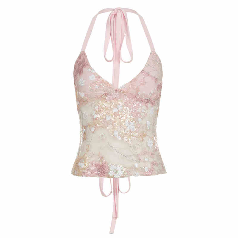 Pink Sequined Tank Top