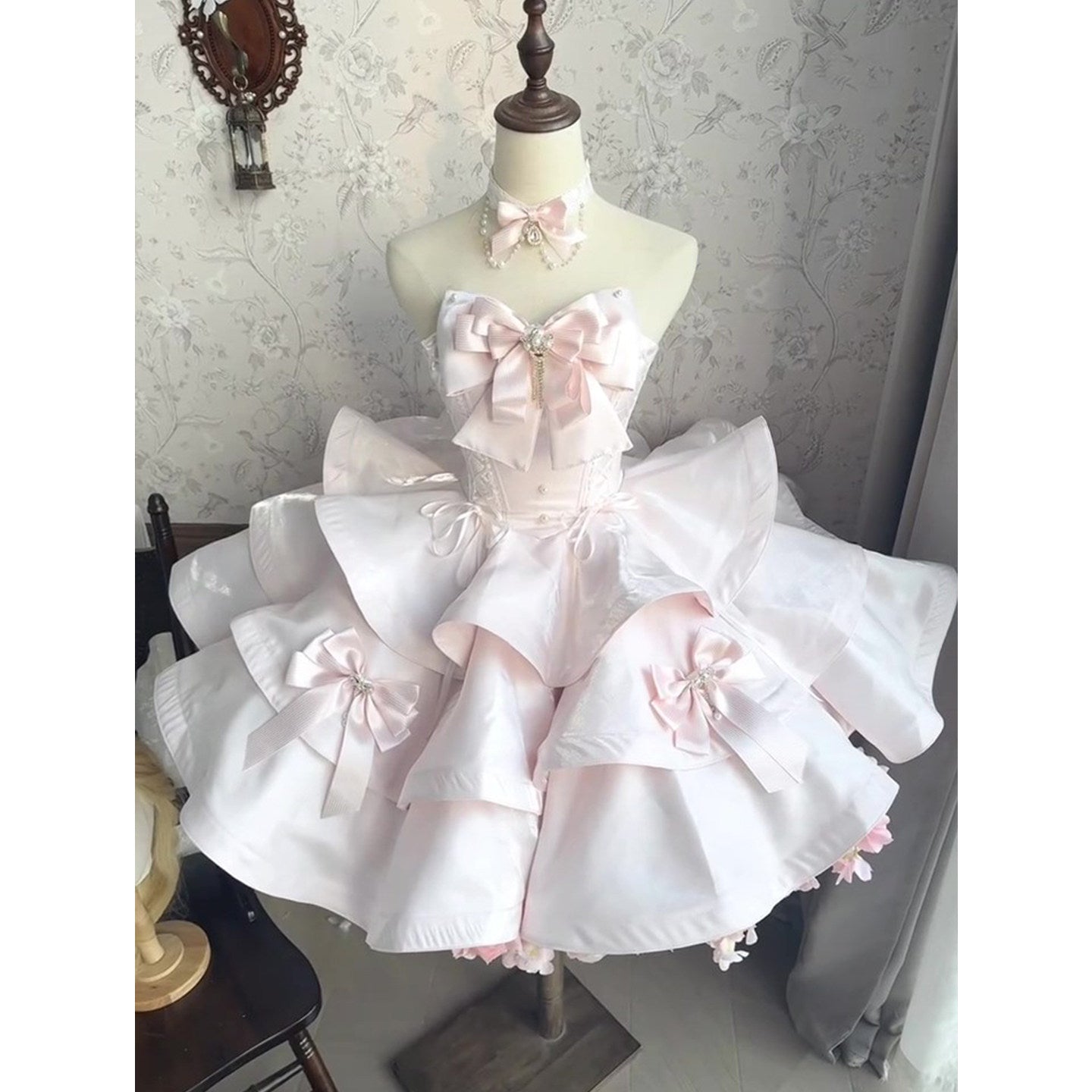 coquette pink bow cake princess dress