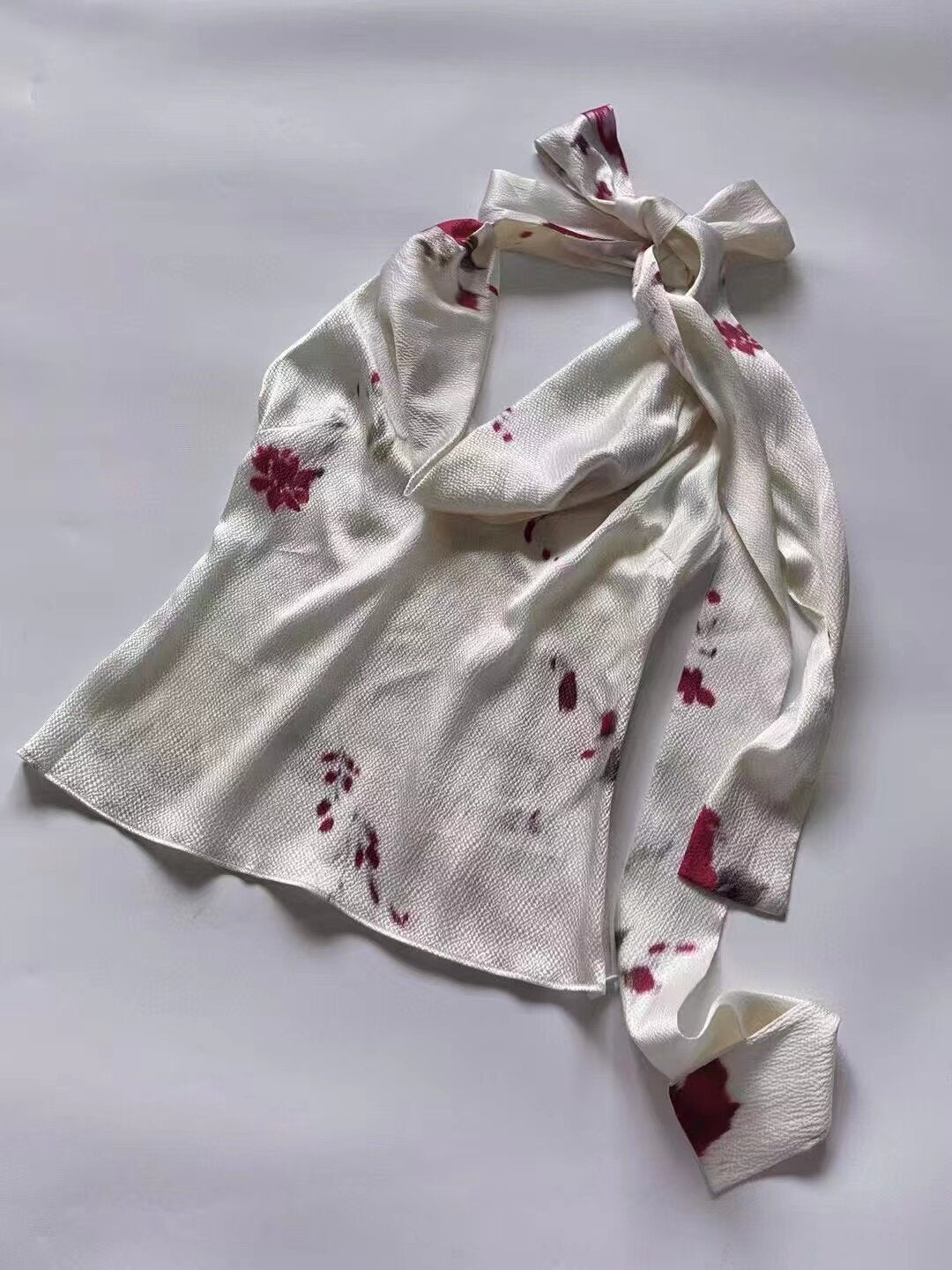 French Romantic Floral Draped Halter Neck Camisole