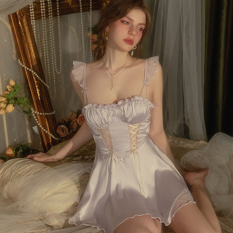 French Lace Suspender Pajamas