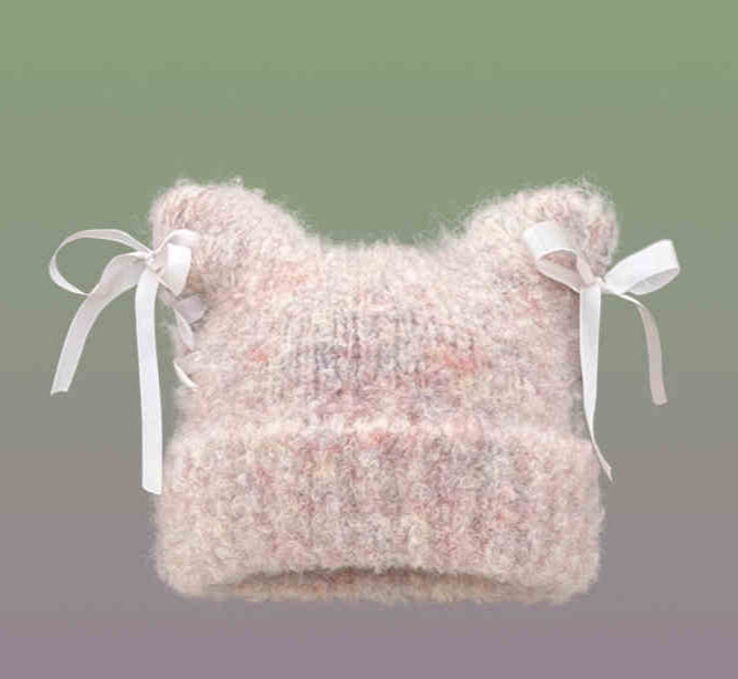 Bow Ribbon Plush Cat Ear Hat