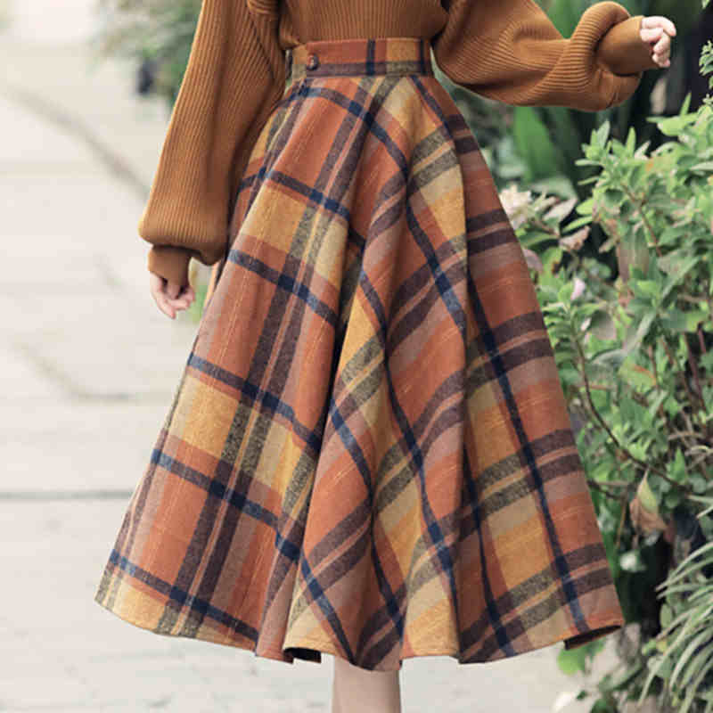 Preppy Plaid Woolen Sweater + Skirt