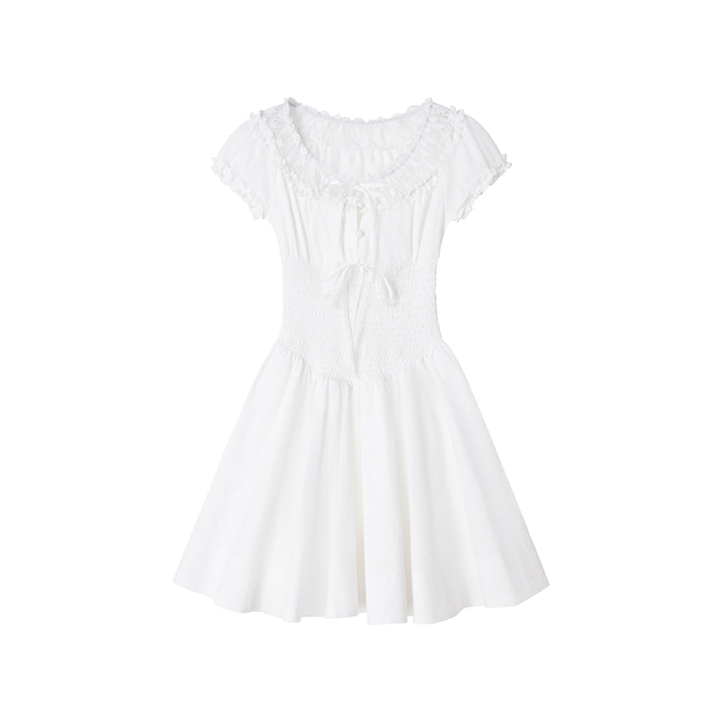 Bow-tie Waist-hugging Lace Dress