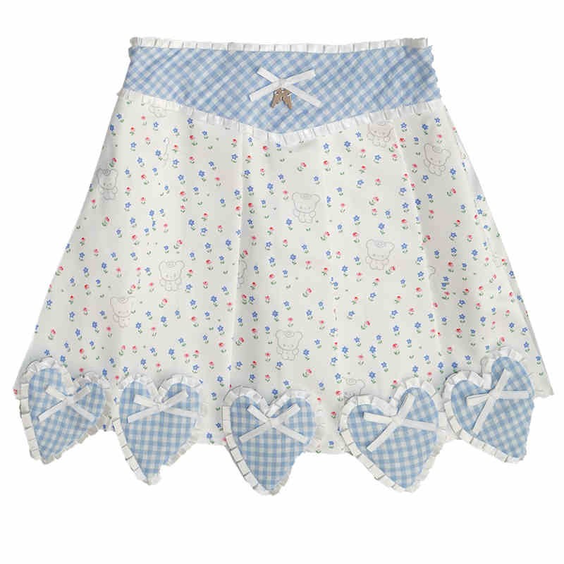 Angel's Tears Love Splicing Lace Pleated Skirt