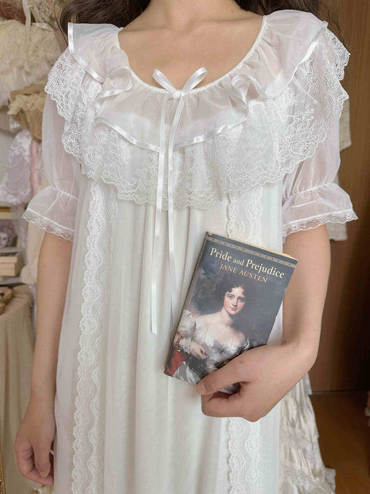 Lace Retro Ruffled Mesh Pajamas