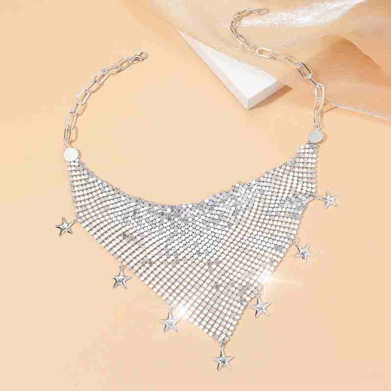 Vintage Scarf Collar Bling Necklace