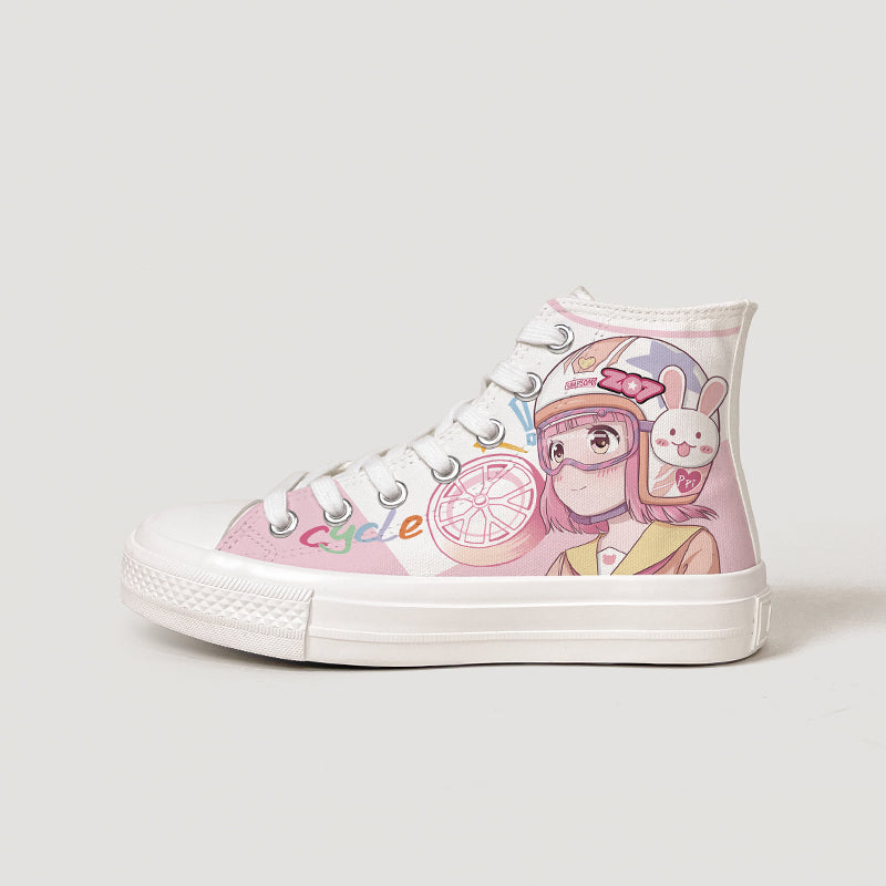 motorcycle hat girl kawaii shoes