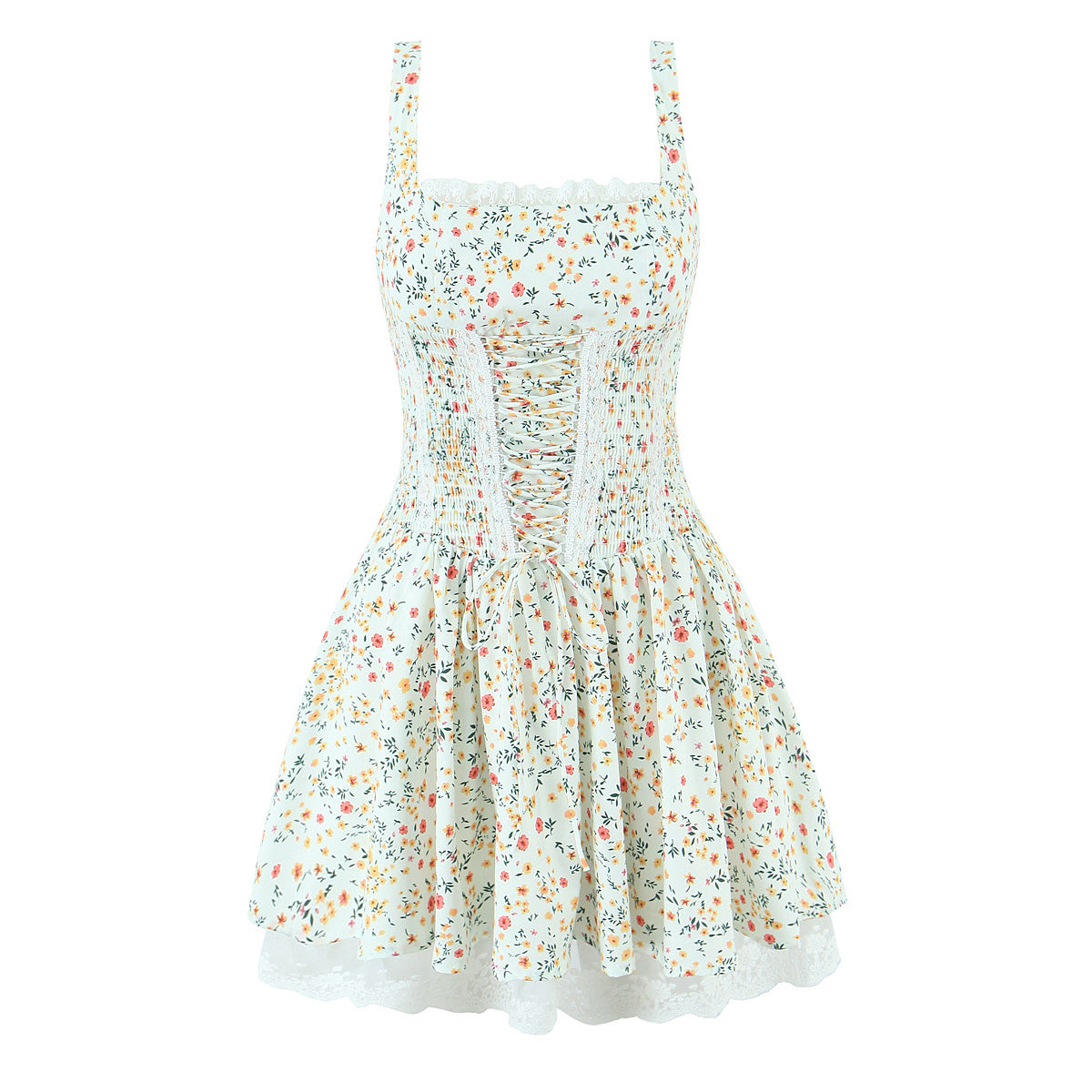 Straps Floral Princess Suspender Dress