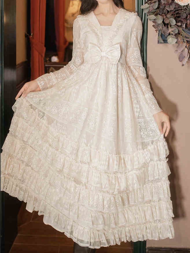 Vintage Lace Ruffled Dress