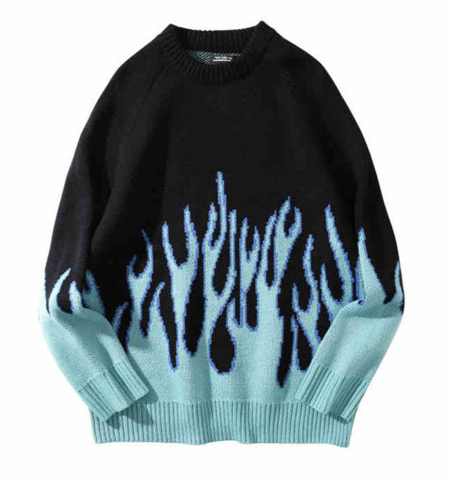 Grunge Street Color Contrasting Sweater