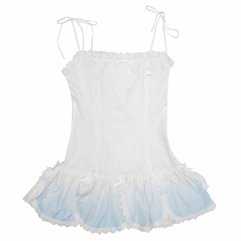 Cute Bear Gradient Petal Suspender Dress