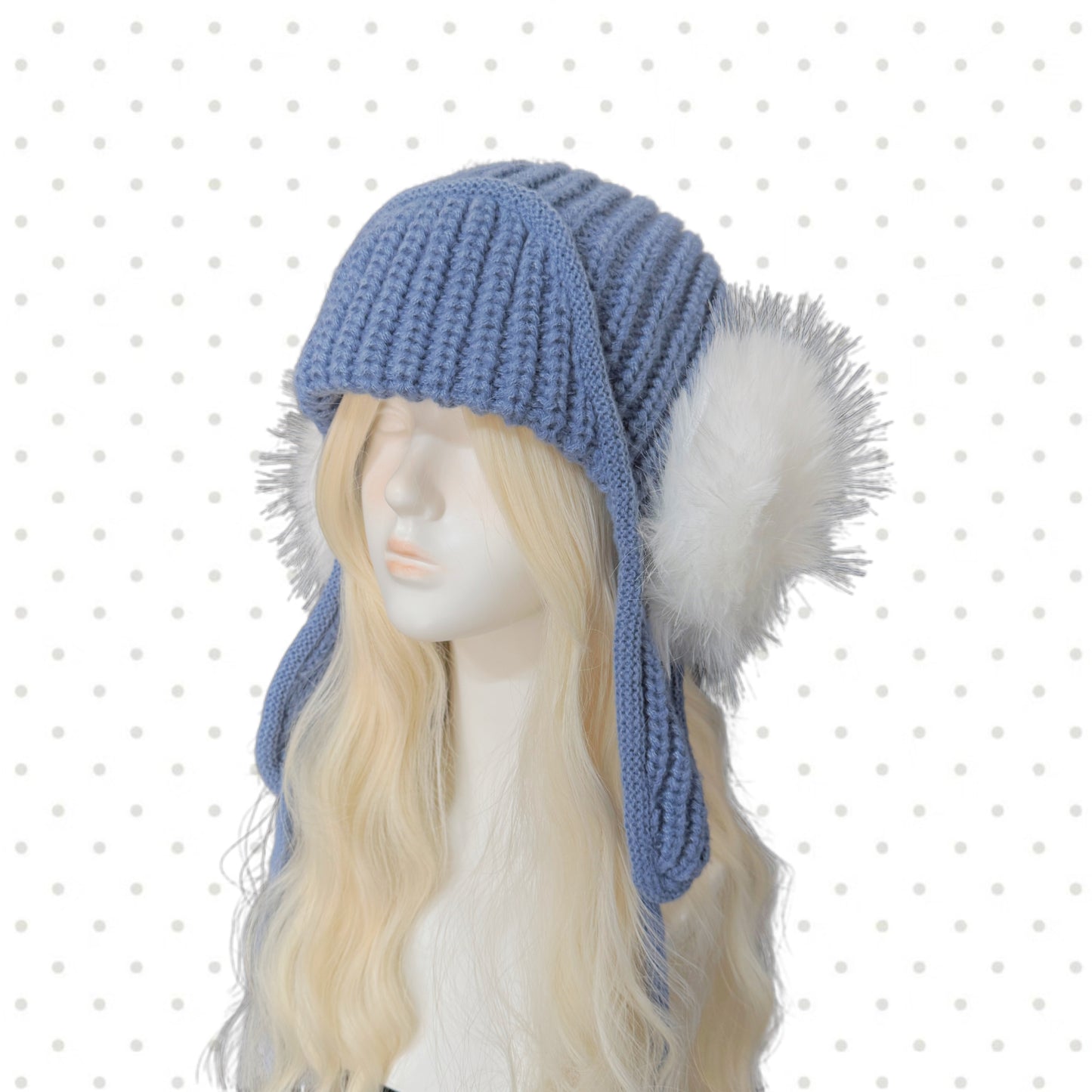 fur ball knitted coquette hat