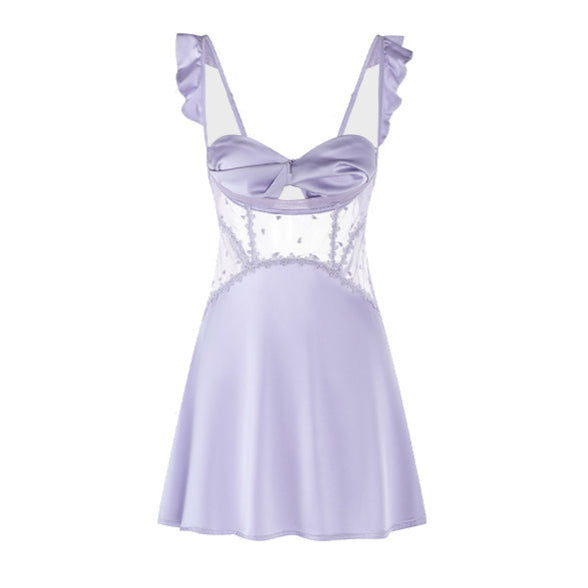 Backless Lace Ice Silk Pajamas