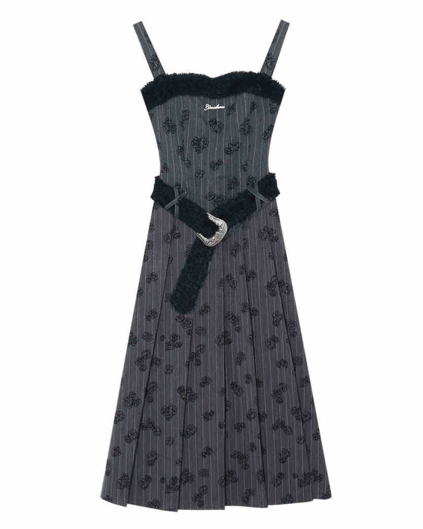Embroidered Rose Dark Coquette Dress