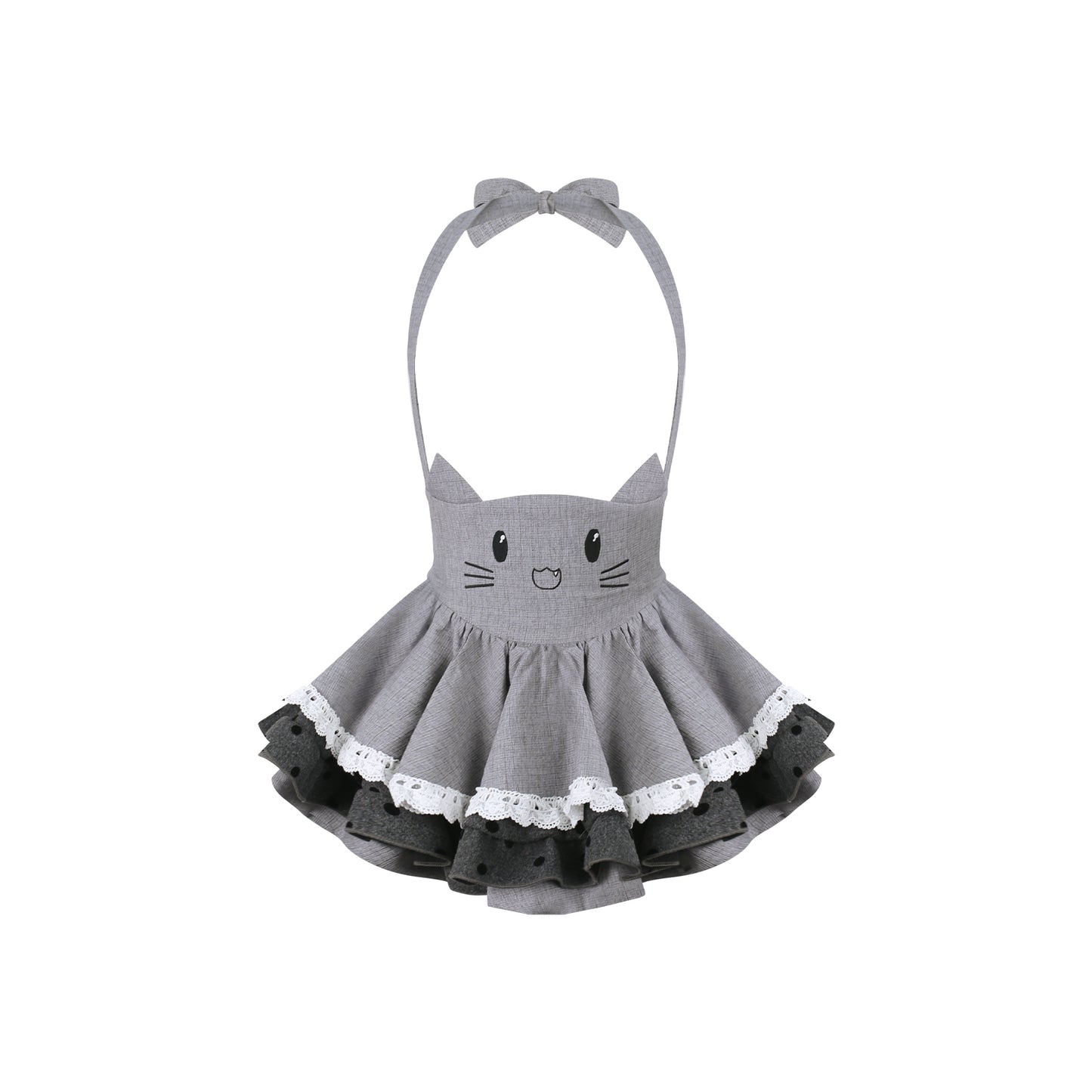 Gray cat doll bow tie suspender skirt