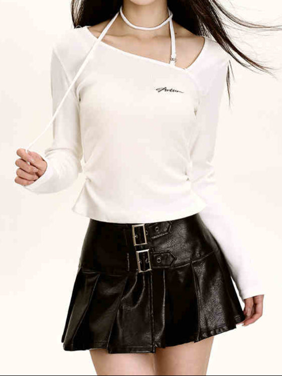 Acubi Aesthetic Strap Long-sleeved Top