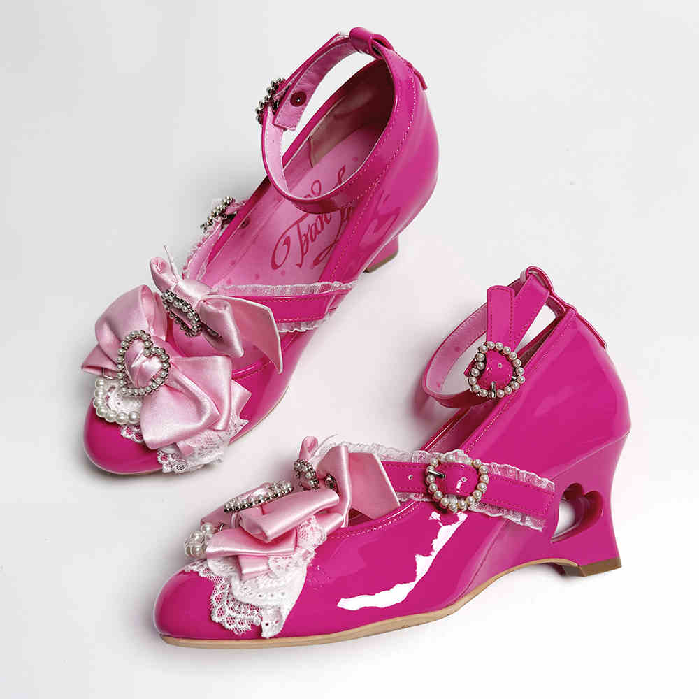 Bows Heart Hollow Wedge Shoes