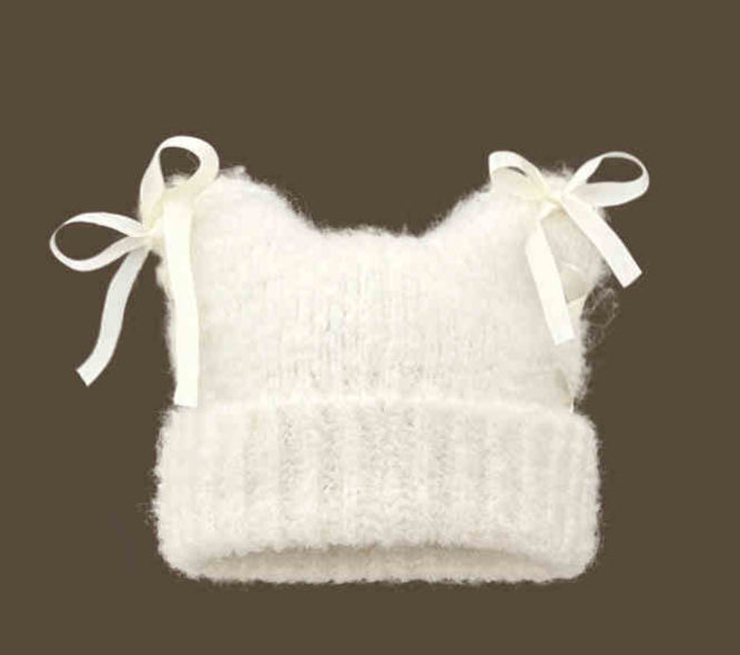 Bow Ribbon Plush Cat Ear Hat