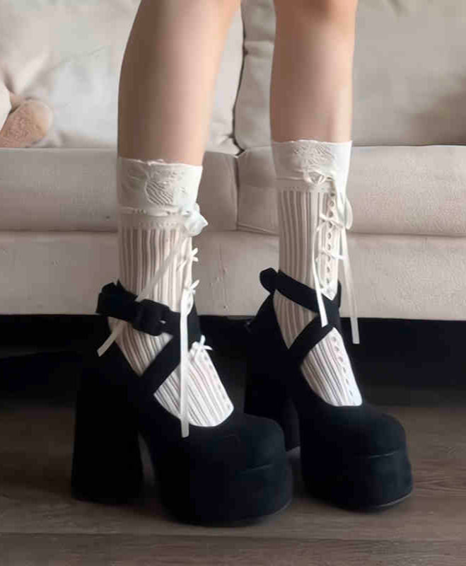 Bow Velvet High-heeled Shoes