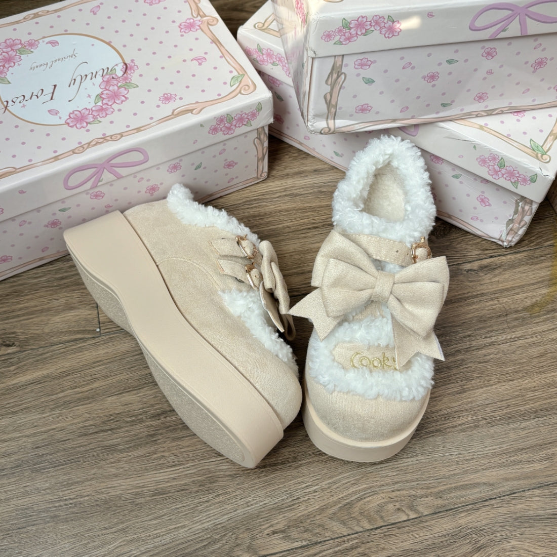 kawaii winter thick-soled velvet shoes