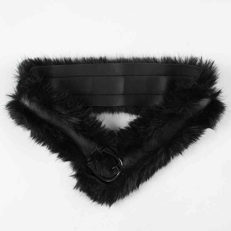 Y2K Brown Furry Hook Belt