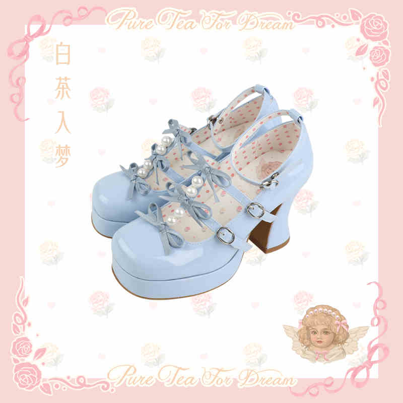 Bow Pearl Platform Lolita Shoes