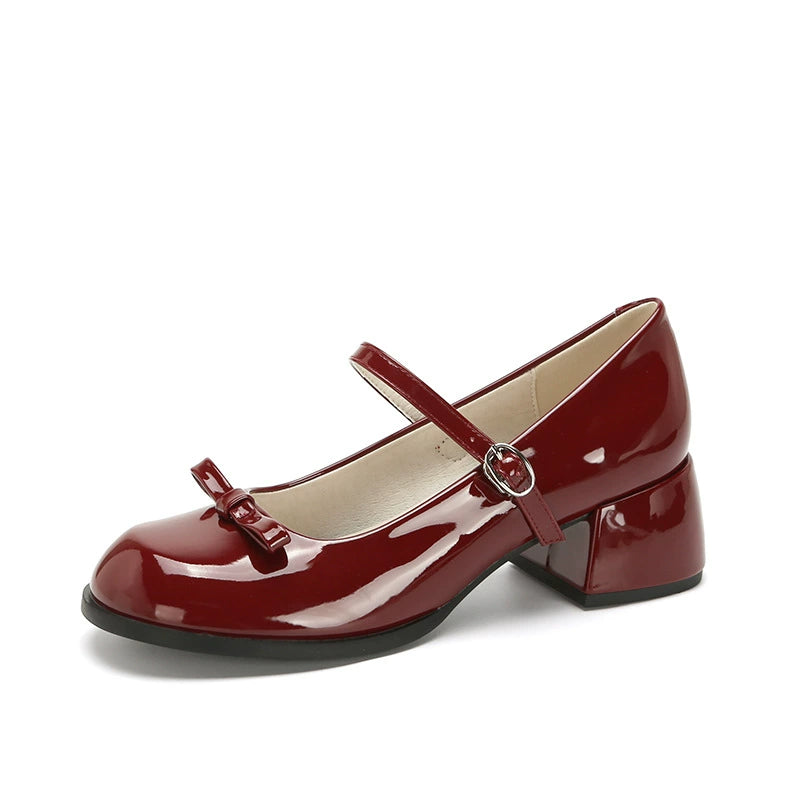 French Vintage Chunky Heel Mary Janes