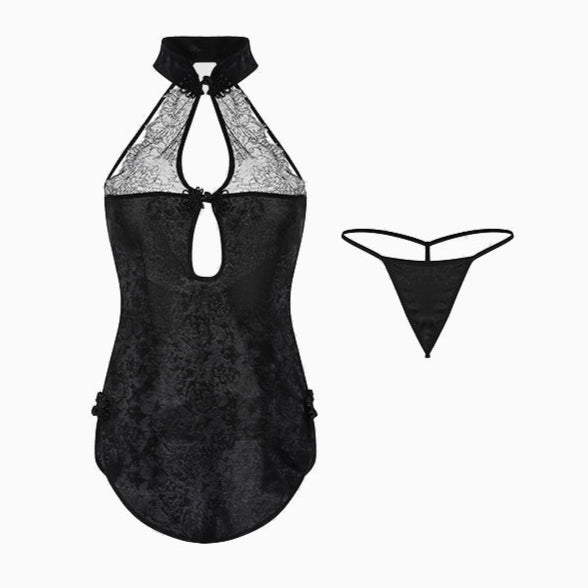 Hollow Lace-up Cheongsam Lingerie