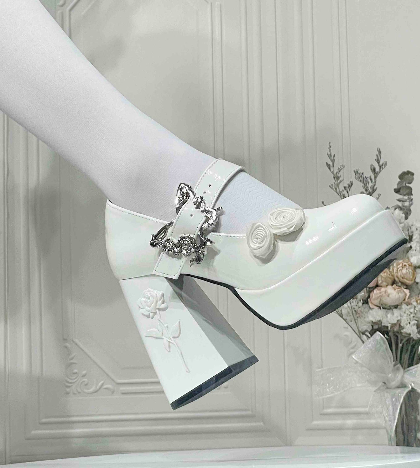 Butterfly Rose Platform Thick-heel Shoes