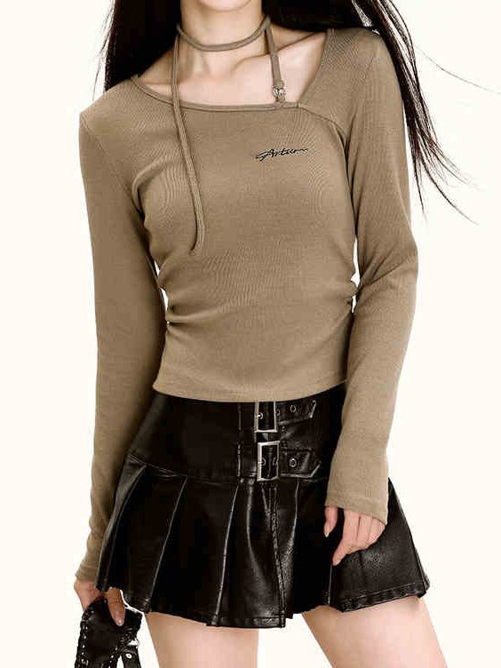 Acubi Aesthetic Strap Long-sleeved Top