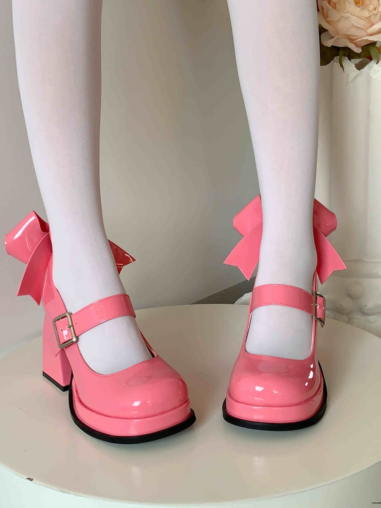 Cute Bow Mary Jane High Heels