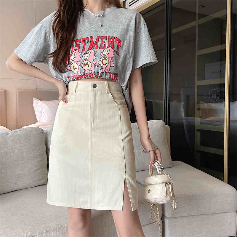 Plus Size Denim Knee-Length Skirt