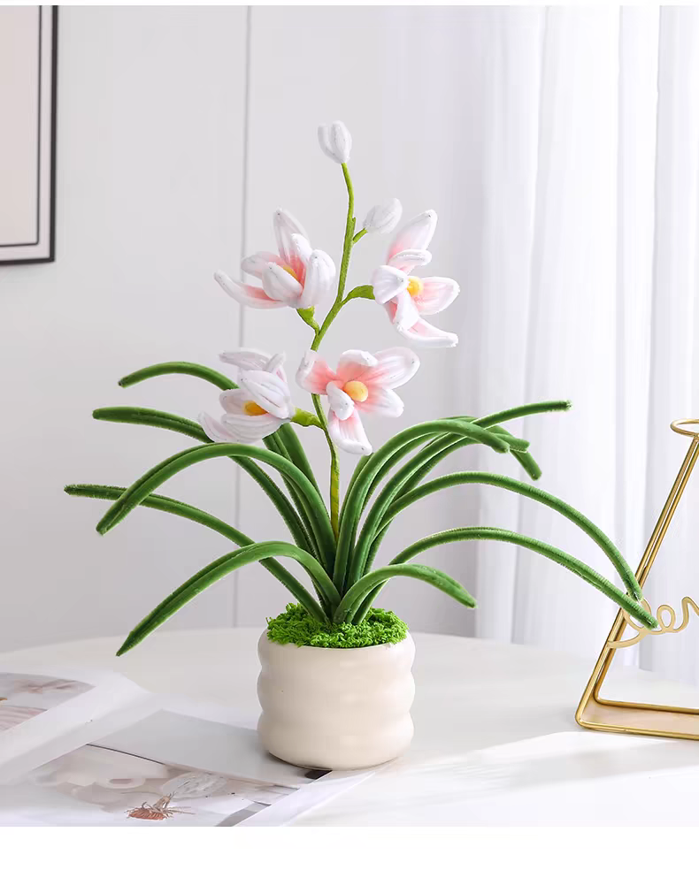 Finished twist stick large potted plant