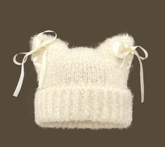 Bow Ribbon Plush Cat Ear Hat