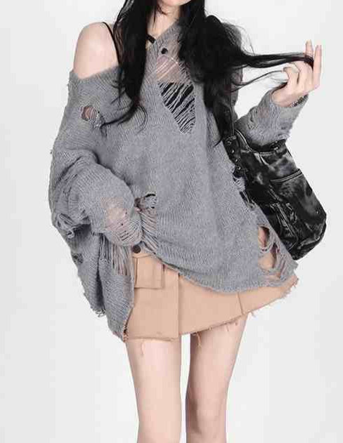 Acubi Crochet Hollow Long-sleeved Top