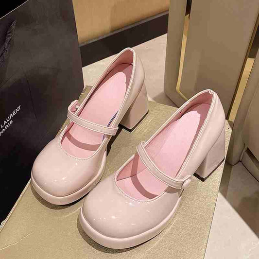 French Pink Leather Mary Jane