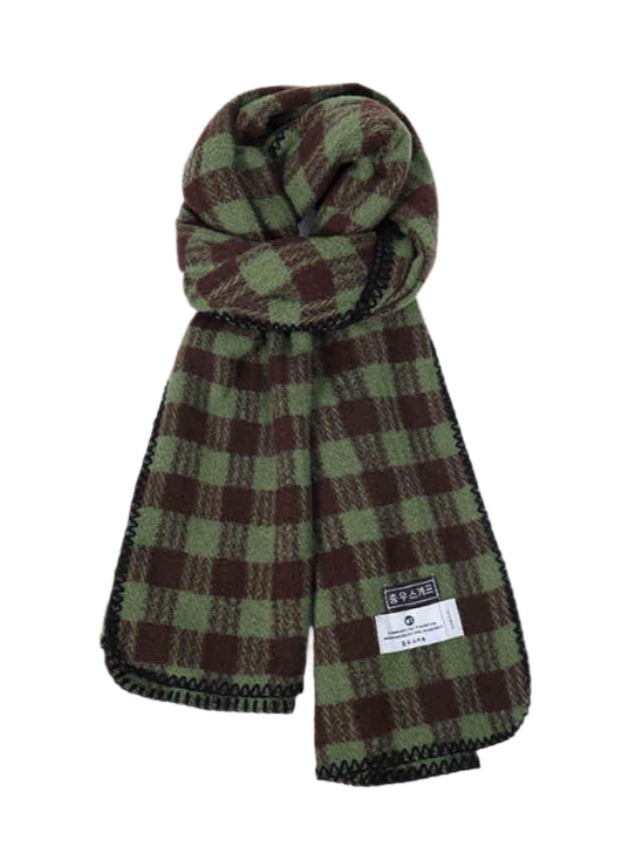 Preppy Retro Green Plaid Scarf