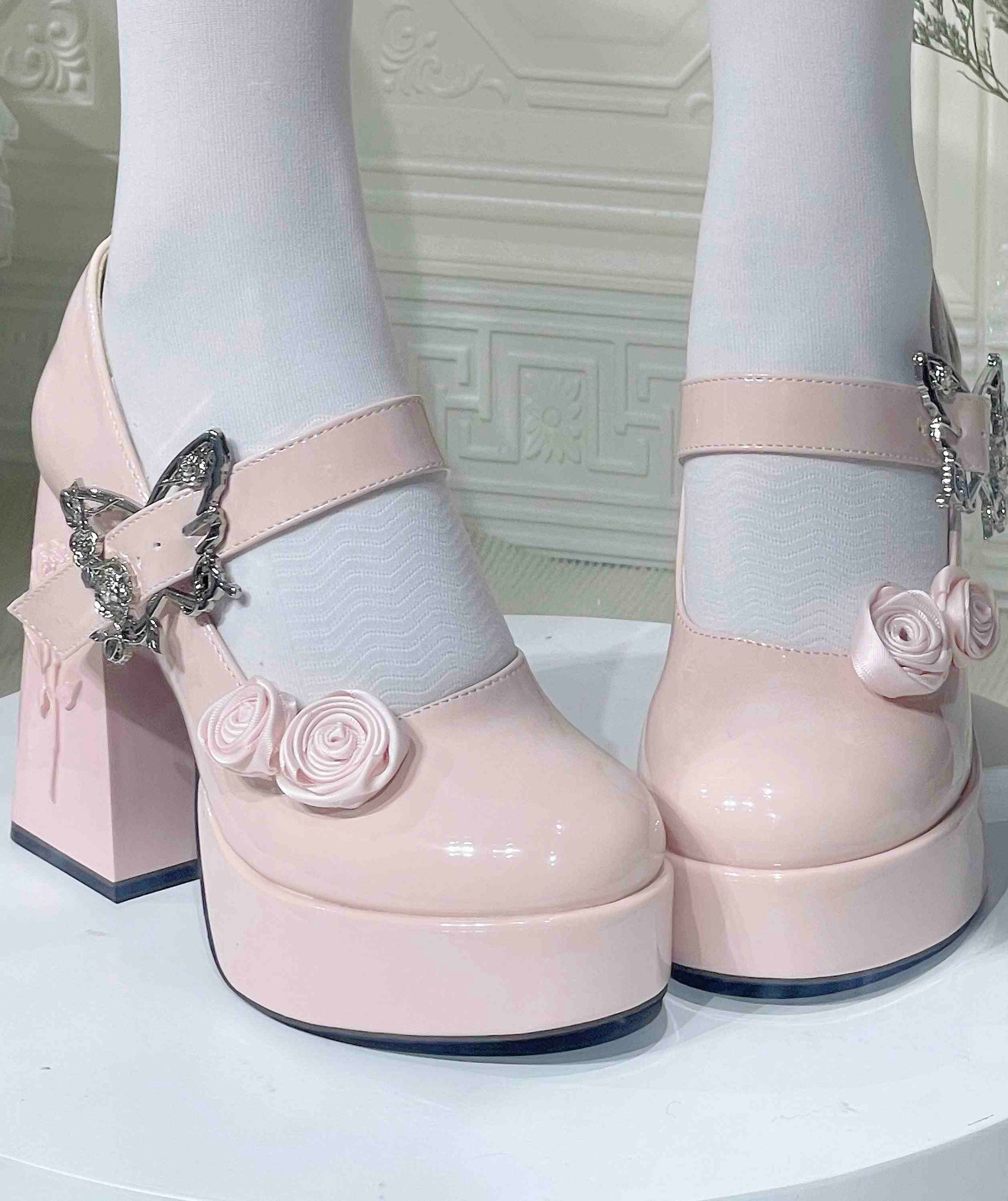 Butterfly Rose Platform Thick-heel Shoes