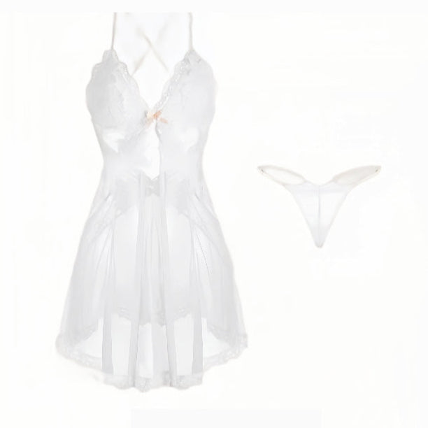 Backless Mesh Lace Nightgown