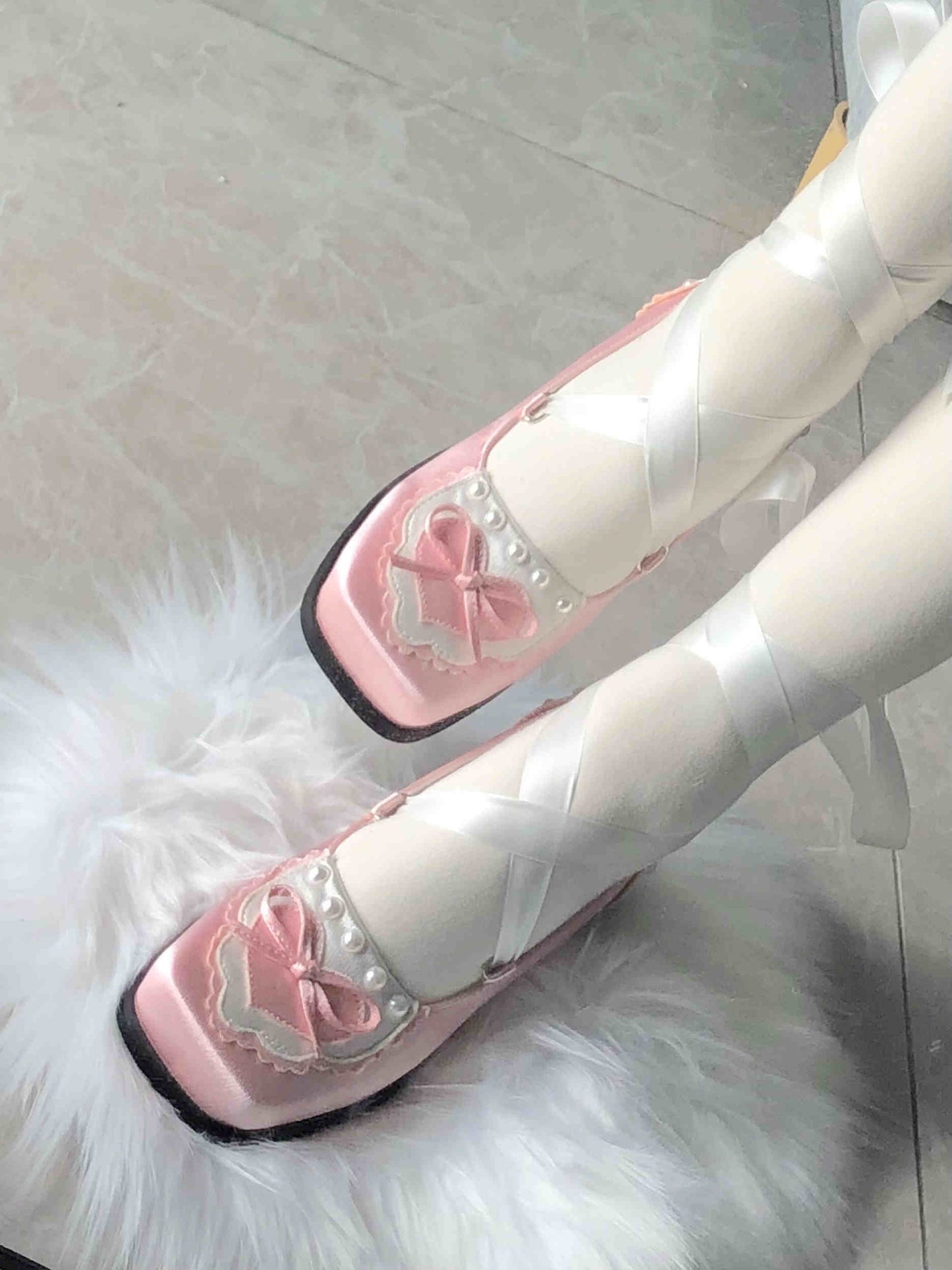 Cookies Satin Ballet Square Toe Shoes