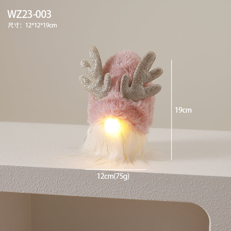 Christmas lights pink cute faceless doll