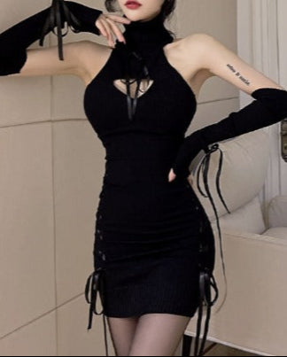 Off-shoulder Strap Knitted Dress