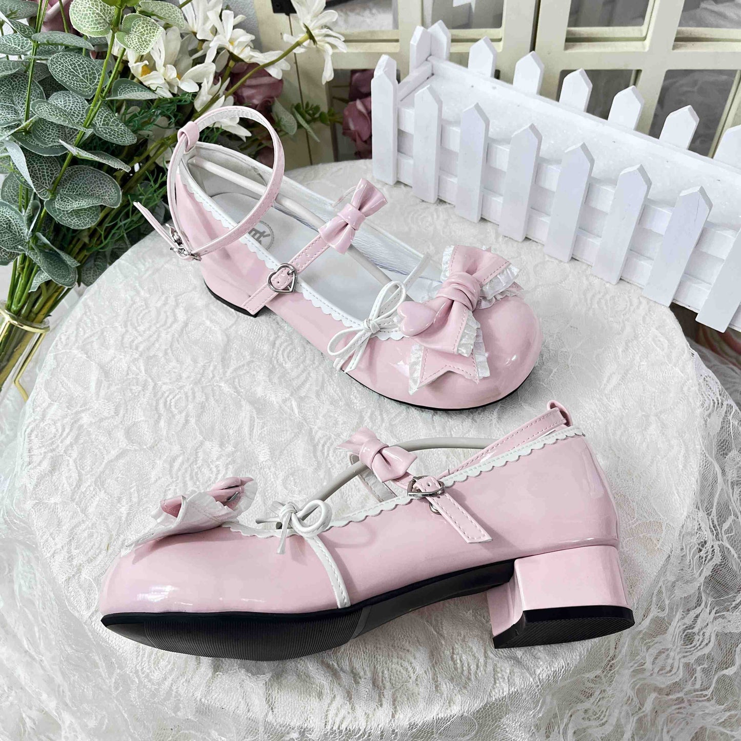 Kawaii Bow Round Toe Leather Shoes
