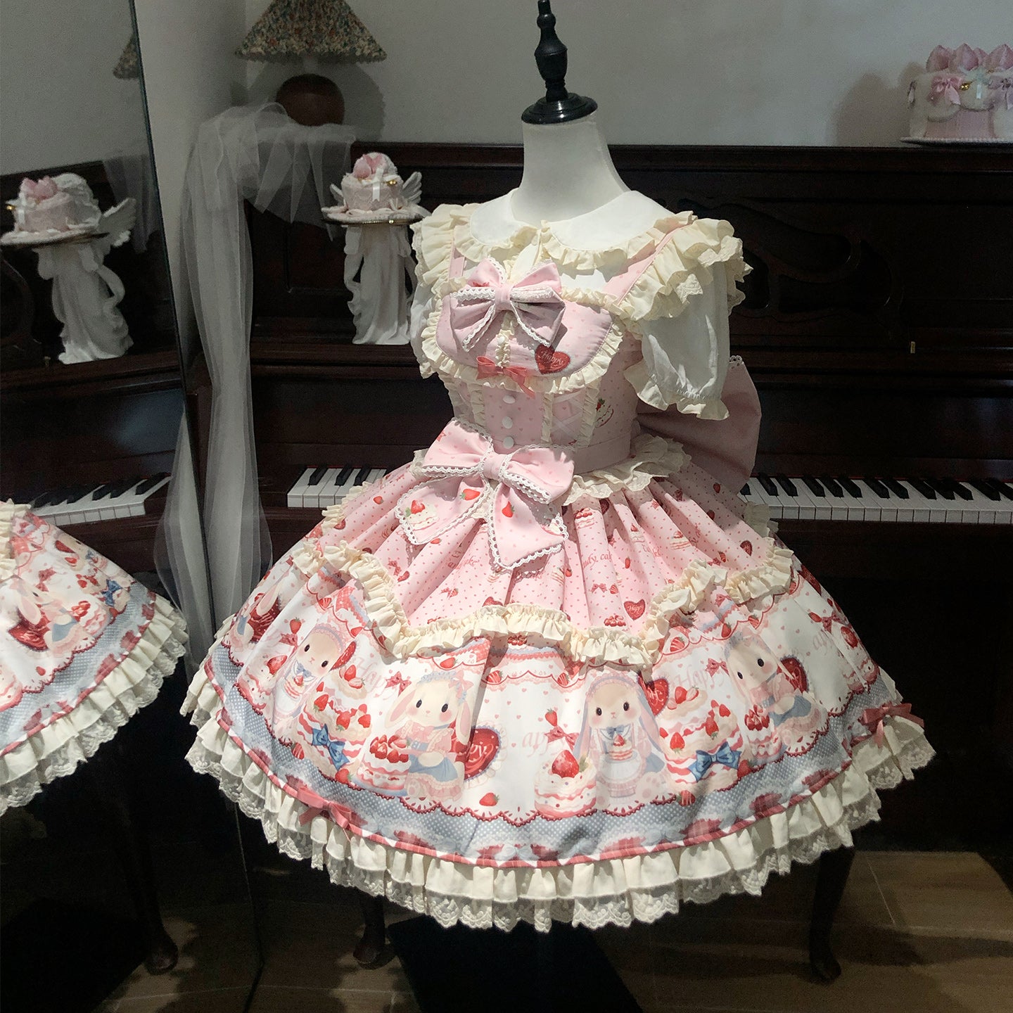 Sweetheart Dreamland lolita Blue Cute Rabbit Cake dress